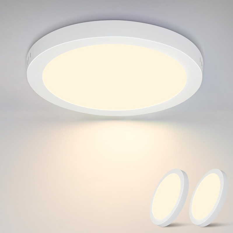 ZMH Lampada da soffitto LED set 2 pezzi tonda 18W 3000K 23cm bianca caldo moderna per corridoio interno
