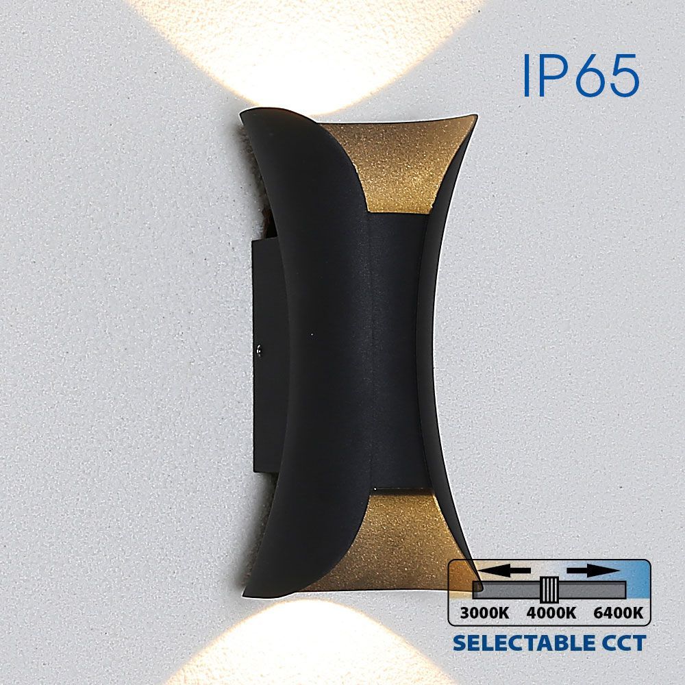 BOSTON Applique murale doppio fascio IP65 10w tecnologia LED CCT 3 tonalita di luce lampada parete UP DOWN balcone facciate 230V NERO