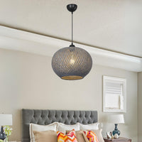 Lampada da soffitto Yumak MDL4745 con paralume in corda antracite H65xL35