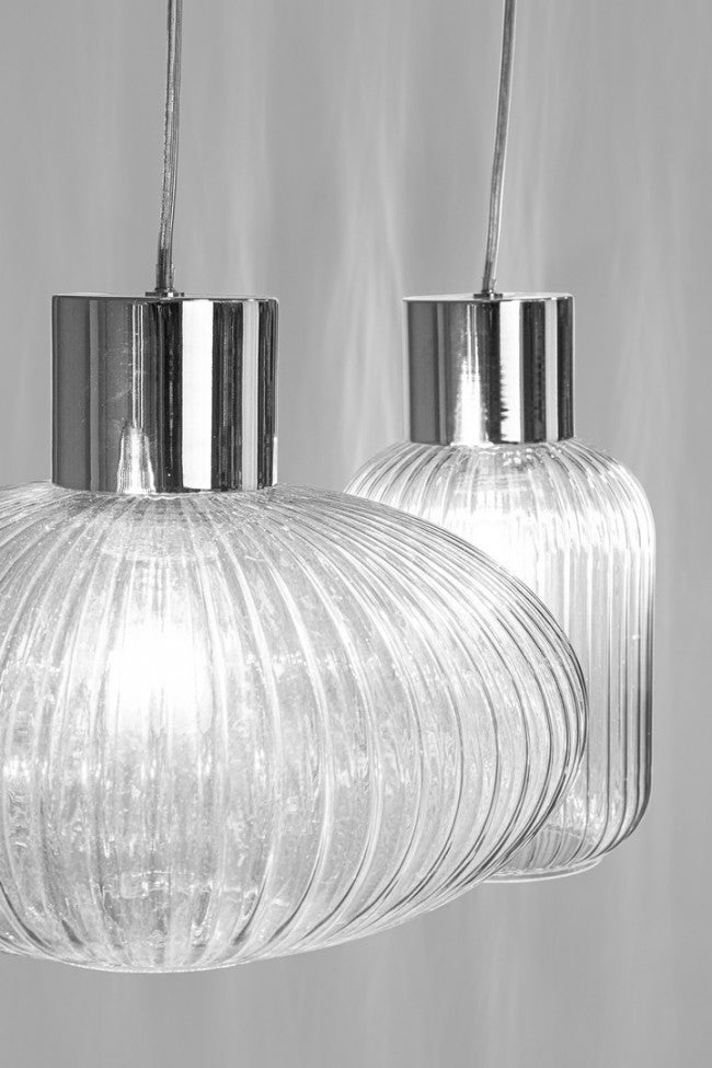 Lampadario 3 luci trasparente 85x30x120h