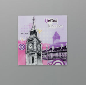 Stampa su vetro 70x70 cm con tela multicolore