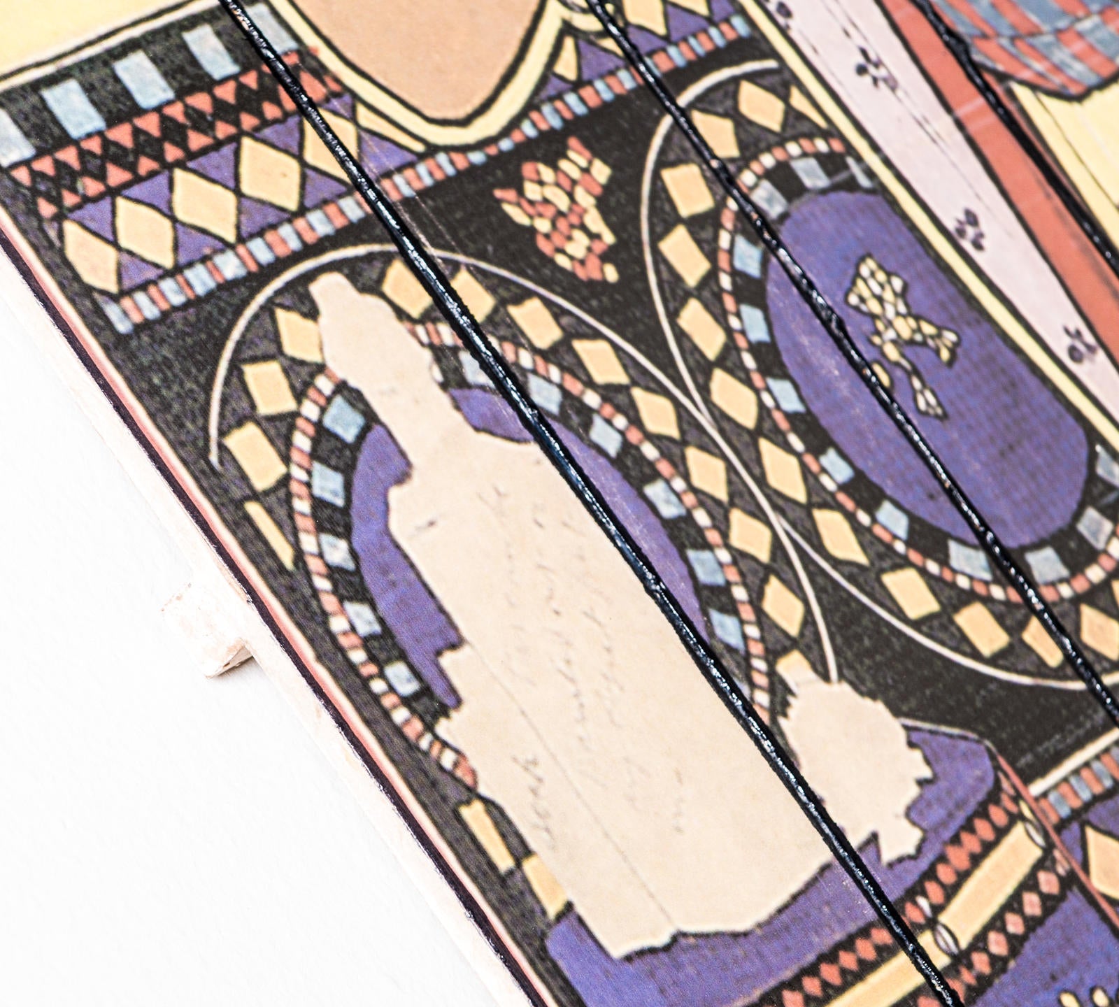 Stampa su legno con tela multicolor 60x100 cm