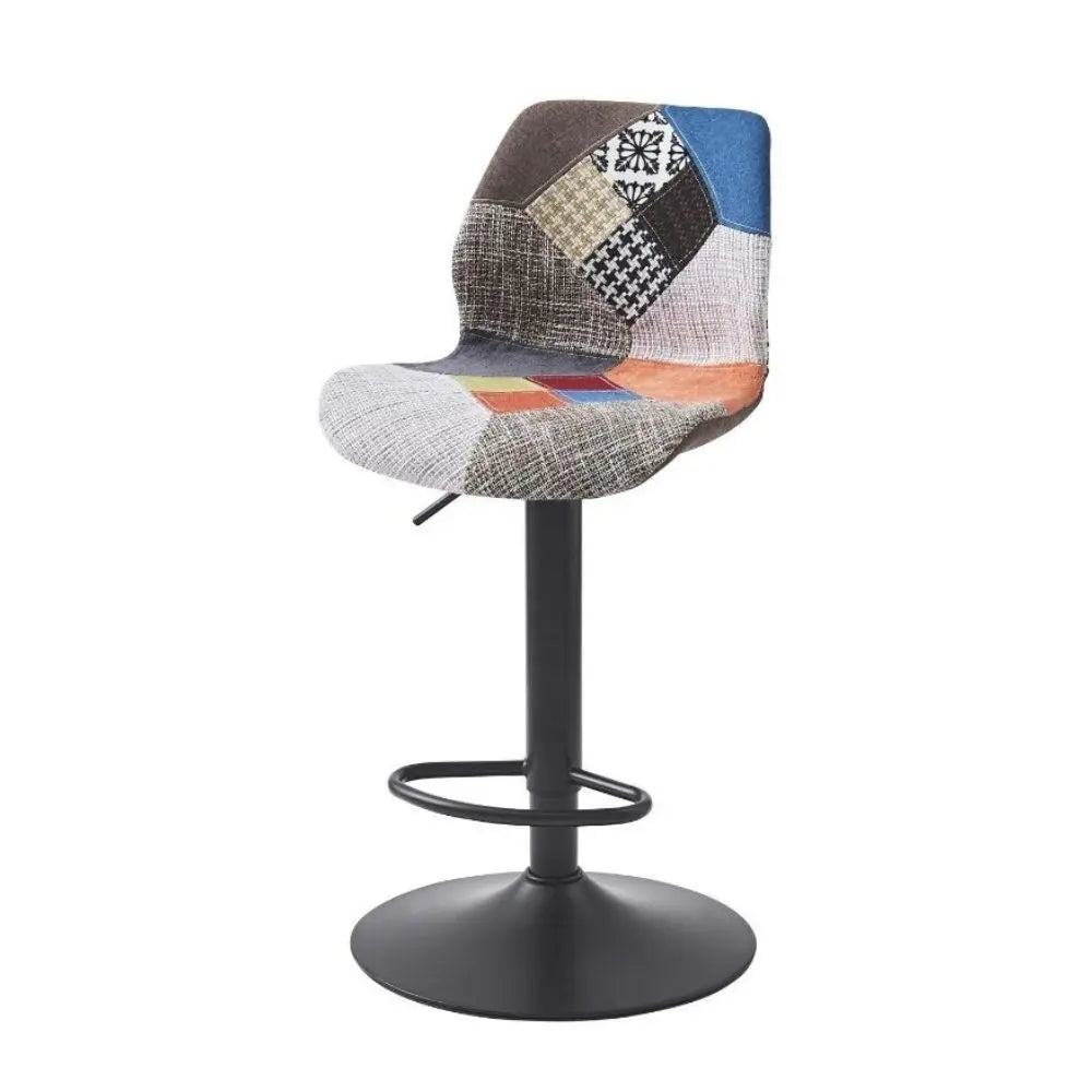 Sgabello Imalia in tessuto patchwork regolabile, gamba in metallo nero 106x40x50 cm