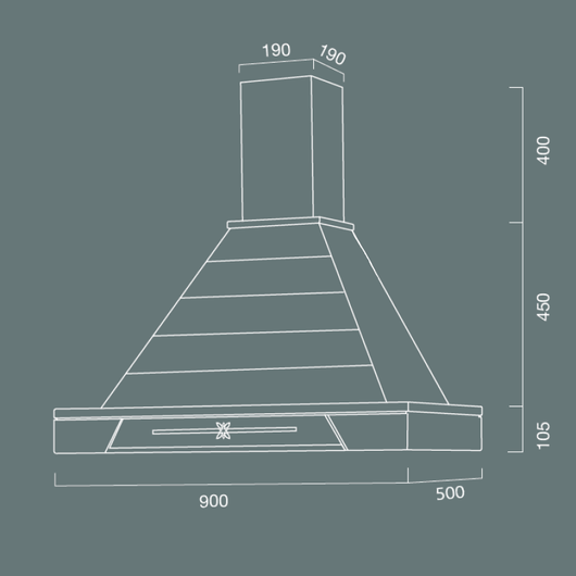 Cappa aspirante JINNY in acciaio inox silver e cornice in legno intarsio cm 90