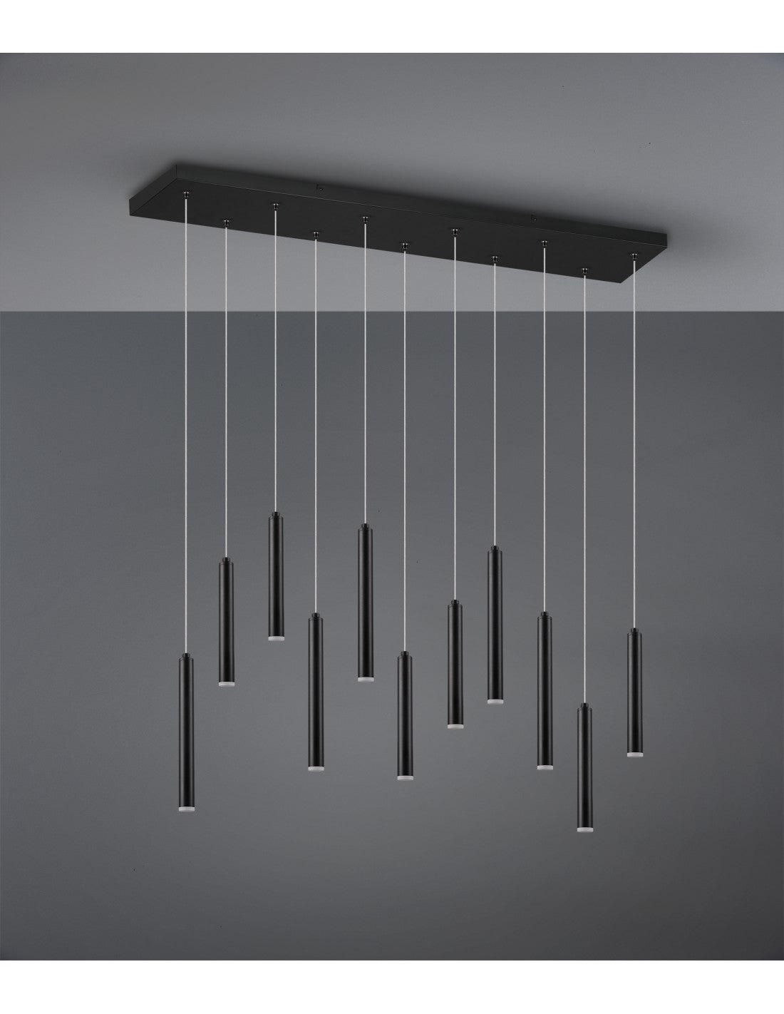 Sospensione Moderna Tubular 11 Tubi Led Nero L115 cm Trio Lighting