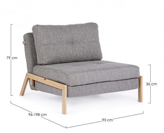 Divano letto 1p grigio 95x96x79 cm