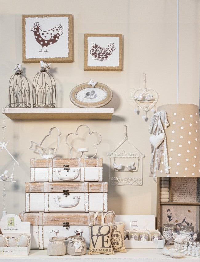 4x Pendaglio cuore con uccellini 18x13x6h