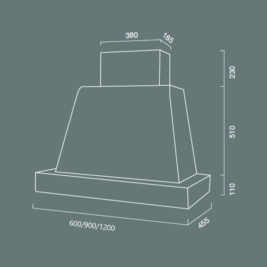 Cappa aspirante BRIO WOOD in acciaio inox silver e cornice in legno cm 120