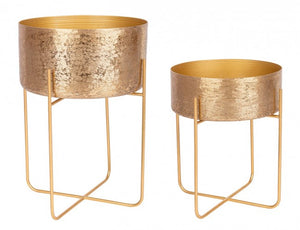 Set 2 porta vaso oro in alluminio stile classico