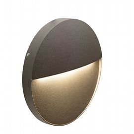 Applique tonda in alluminio pressofuso con diffusore satinato - 6W, 680 lumen, luce calda caffe'