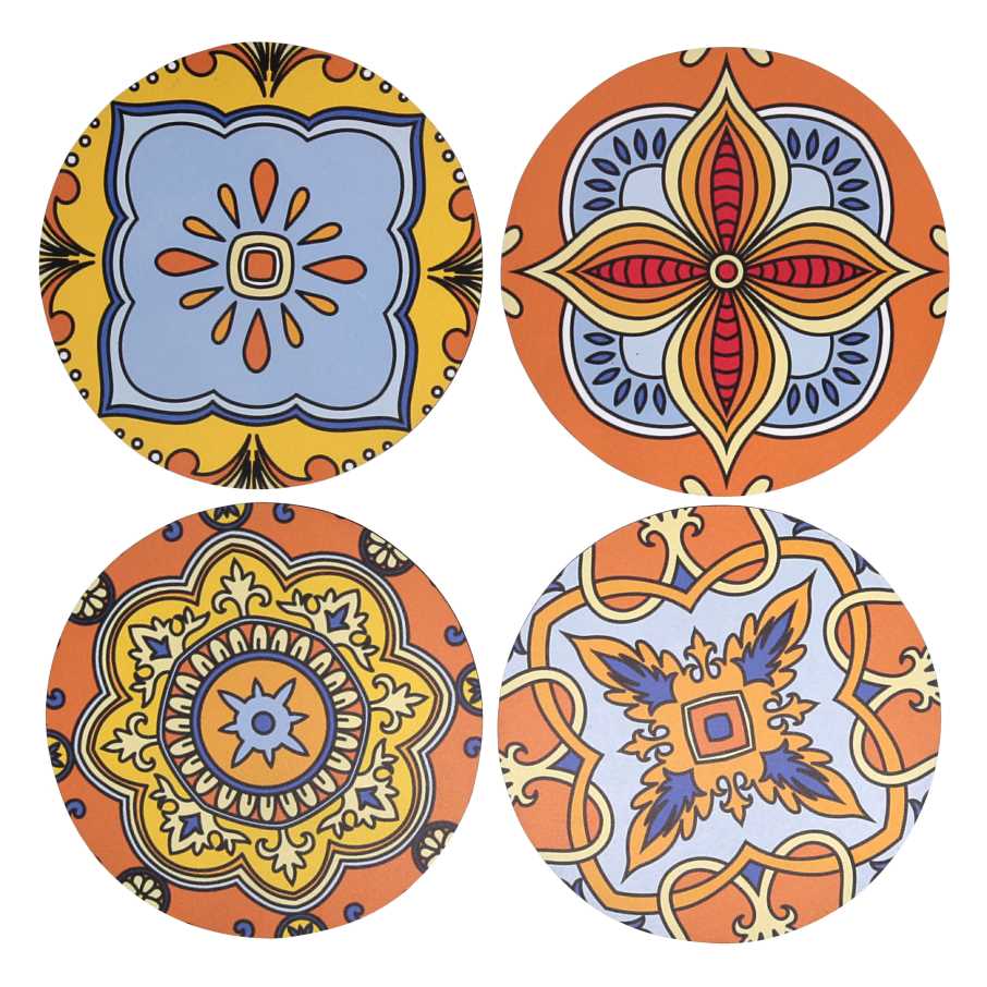 Mattonella legno confezione 4pz assortiti arancione tondo cm ø20x0