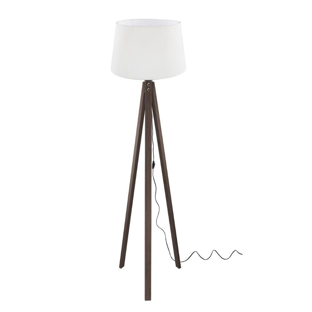 Lampada da terra 134,5x45 cm con paralume bianco