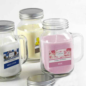 18x Candele profumante in vetro assortite cm 8 x 12 h