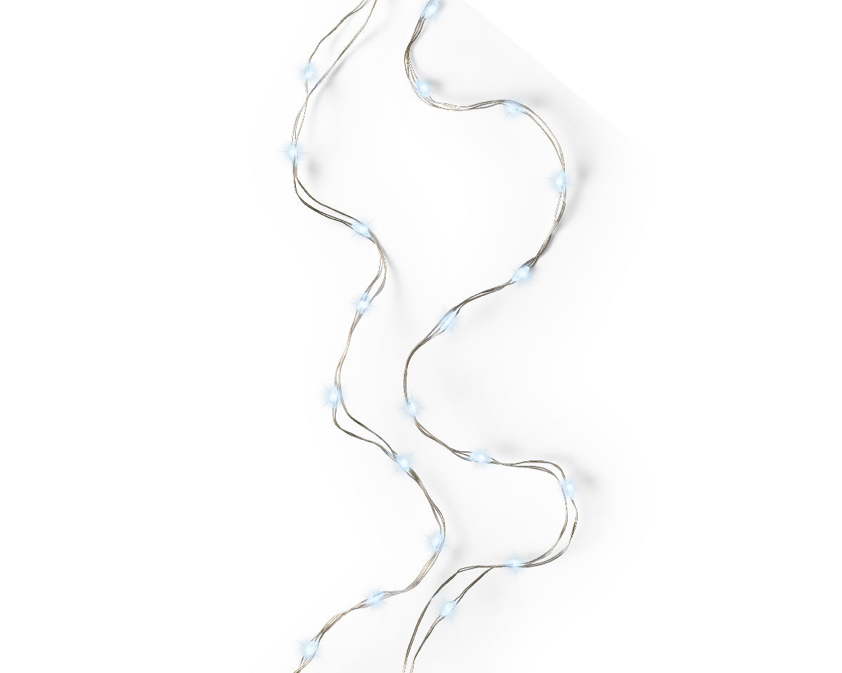 Micro luci LED fisse 195 cm, 40 Led argento