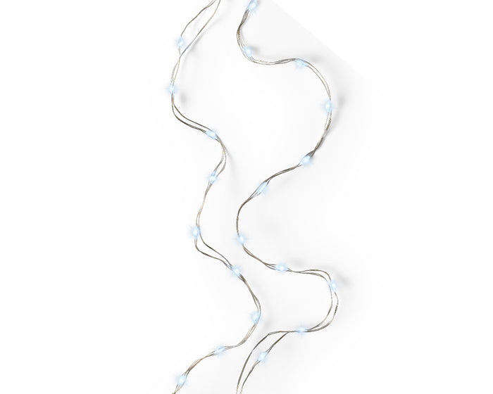 Micro luci LED fisse 195 cm, 40 Led argento