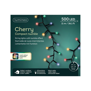 Luci LED Cherry Light nero/m.color 1100cm 8Funz OUT