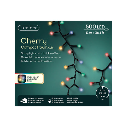 Luci LED Cherry Light nero/m.color 1100cm 8Funz OUT