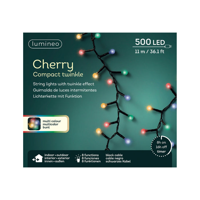 Luci LED Cherry Light nero/m.color 1100cm 8Funz OUT