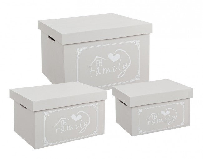 Scatola lovers rett grigio 30x19x16h, 36x25x20h, 42x31x24h