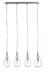 Lampadario 4 luci 75x15x120h trasparente argento