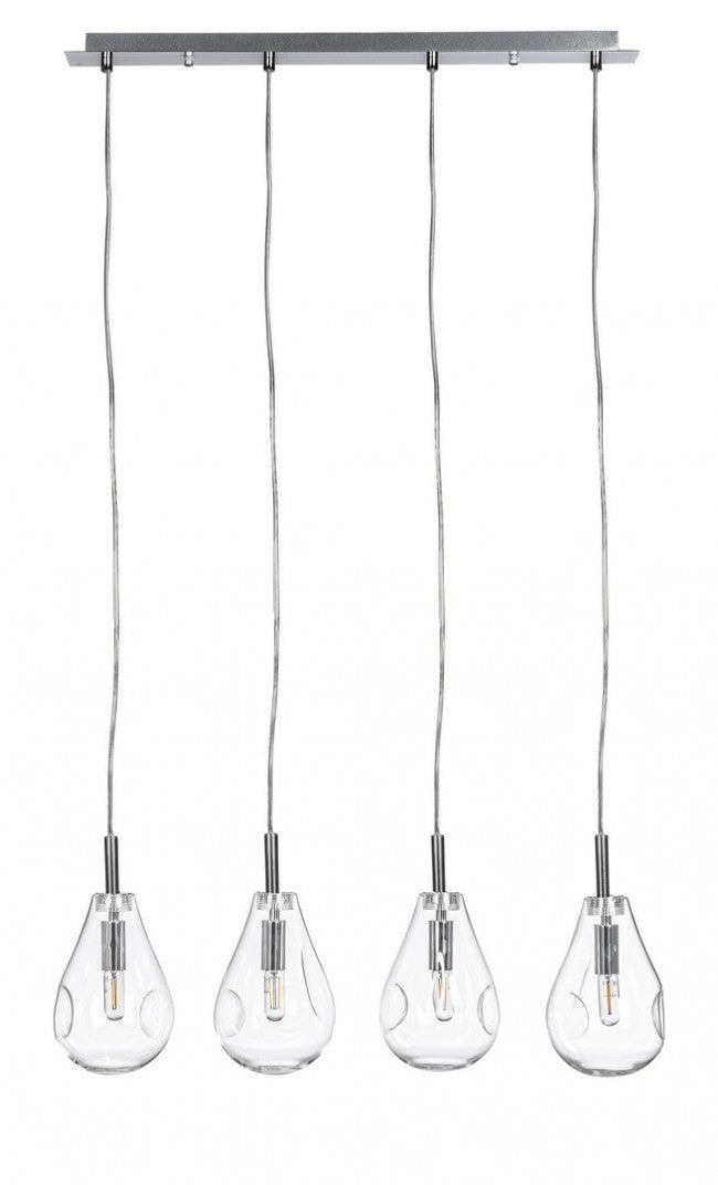 Lampadario 4 luci 75x15x120h trasparente argento