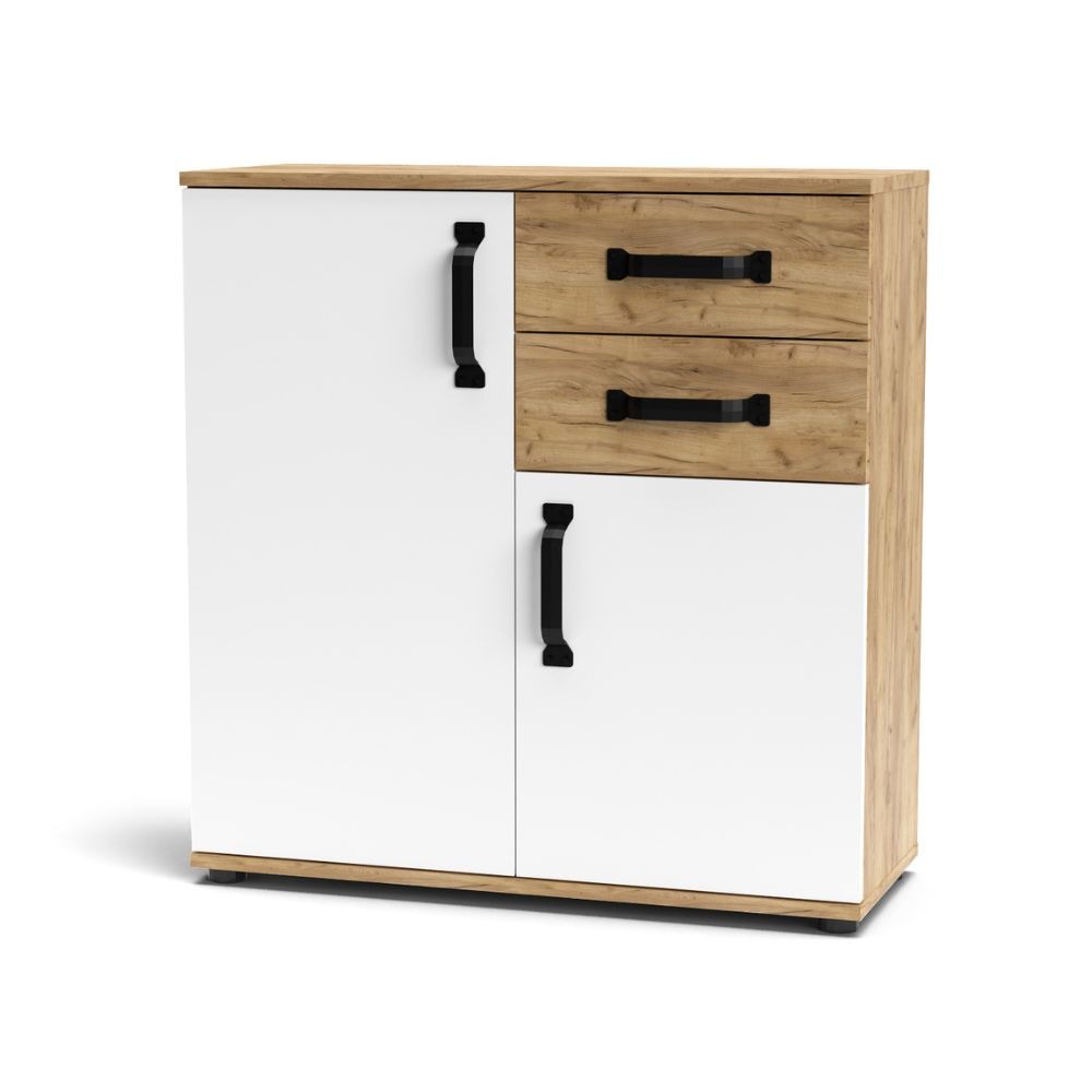 Credenza rovere e bianco 80x32x83 cm