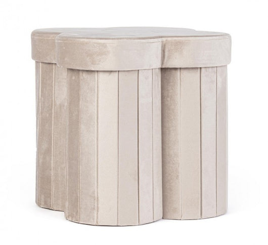 4x Pouf beige 40x40x40 in velluto