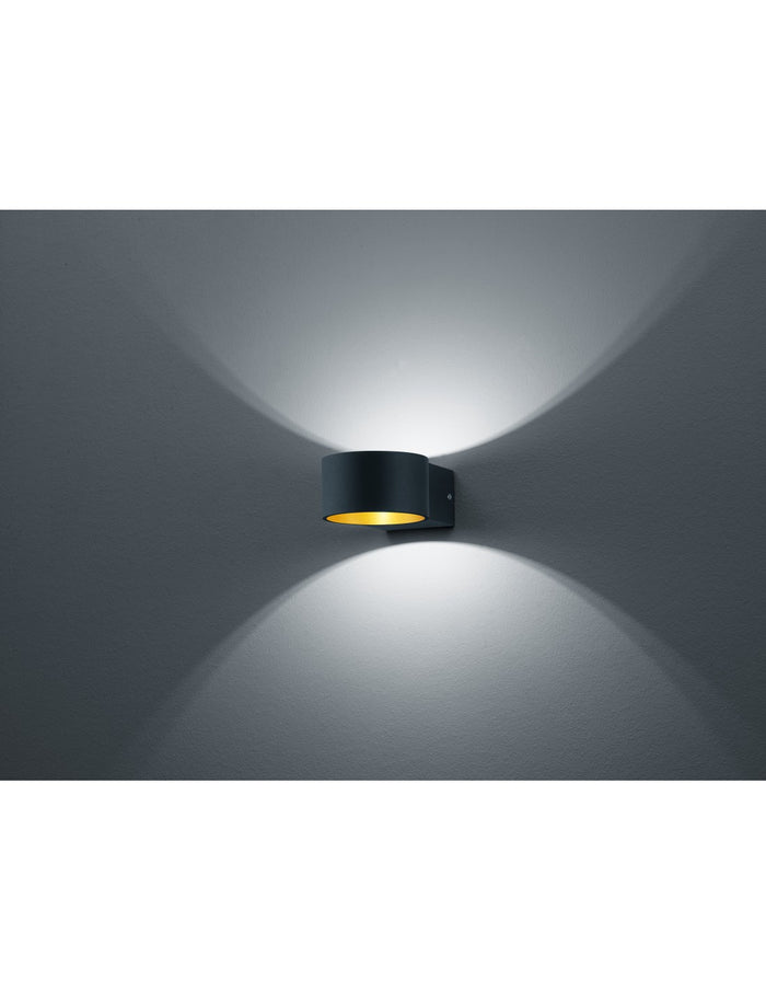 Applique Lacapo Nero e Oro Led Doppia Luce Trio Lighting