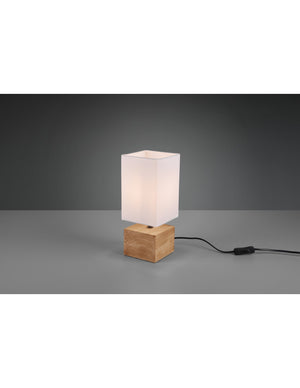 Lampada Tavolo Woody Base Quadrata Legno 1xE14 Trio Lighting