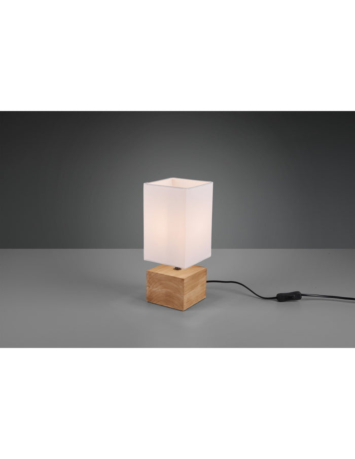 Lampada Tavolo Woody Base Quadrata Legno 1xE14 Trio Lighting