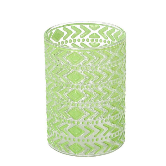 Portacandele vetro verde tondo 1p cmø11,5h16,5