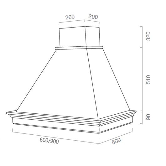 Cappa aspirante MARY in acciaio inox bianca e cornice in legno cm 60