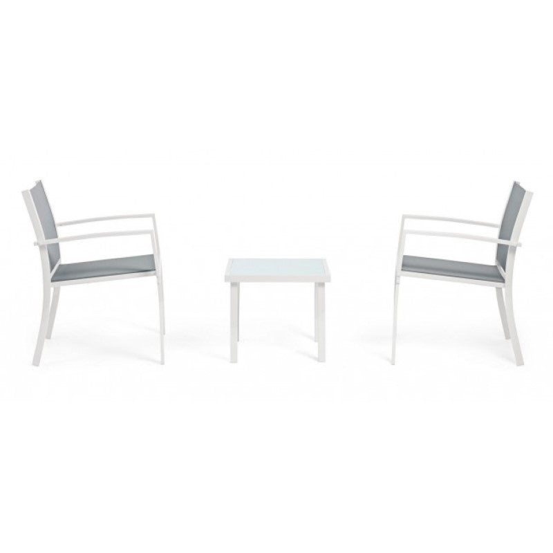 Set 3 pezzi da giardino salotto in metallo Auri bianco