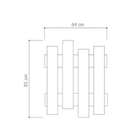 Appendiabiti a muro bianco con 8 ganci Wave  64xh.81 cm