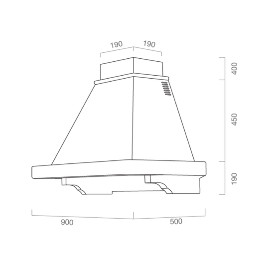 Cappa aspirante FEELING in acciaio inox bianco e cornice in legno cm 90