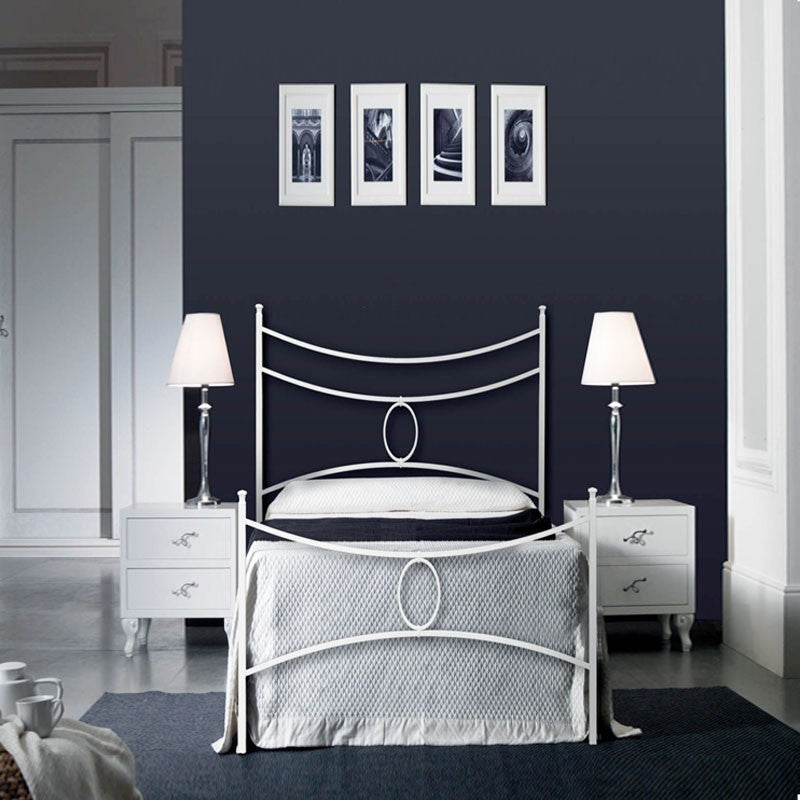 Letto in ferro singolo con pediera Bianco CONCA 92x208x h117 cm