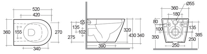 Vaso Sospeso Rimless Resort Fissaggio Nascosto