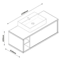 Base Lavabo con Lavandino - 123x42x51 cm
