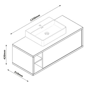 Base Lavabo con Lavandino - 123x42x51 cm