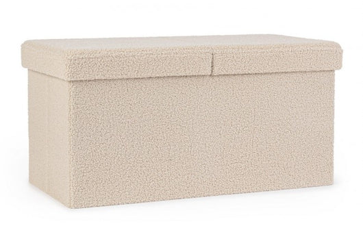 2x Pouf beige in bouclé 76x38x38