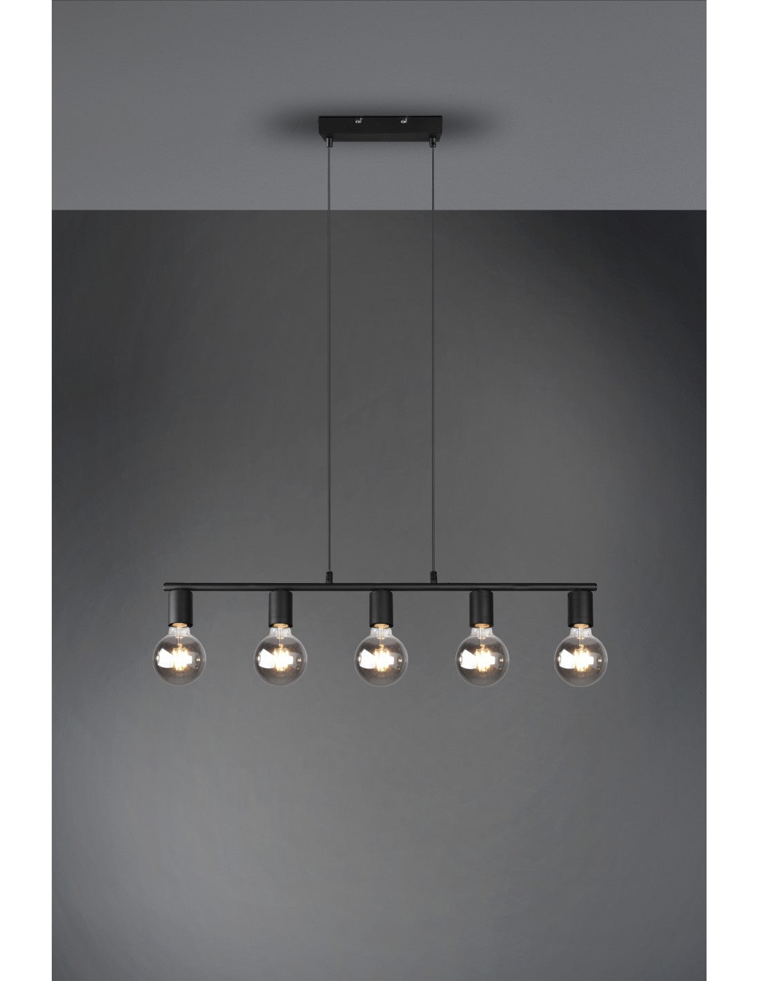 Sospensione 5xE27 Vannes Nero L82 cm Trio Lighting