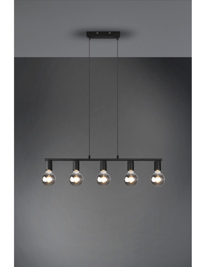 Sospensione 5xE27 Vannes Nero L82 cm Trio Lighting