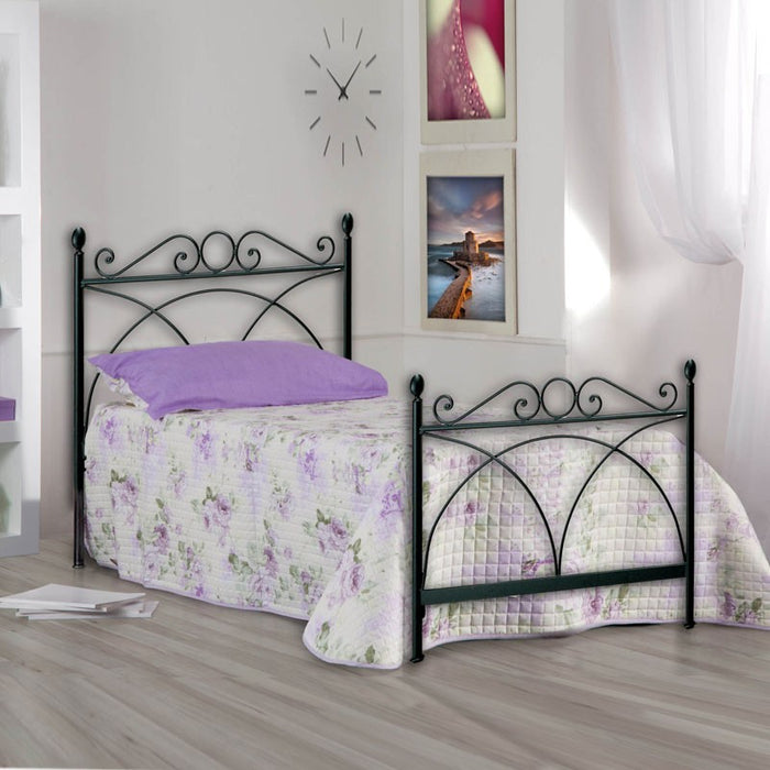 Letto in ferro singolo con pediera SABRINA Nero 92x208x h128 cm