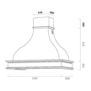 Cappa cucina rustica bianca FAMILY con cornice in legno intarsio cm 120