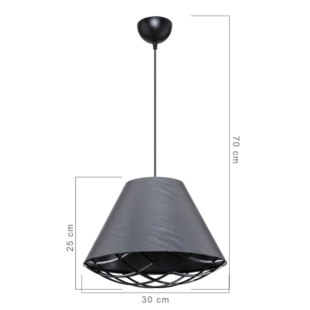Lampada da soffitto Ayda ASZ1560 con paralume in tessuto antracite H70xL30