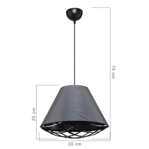 Lampada da soffitto Ayda ASZ1560 con paralume in tessuto antracite H70xL30