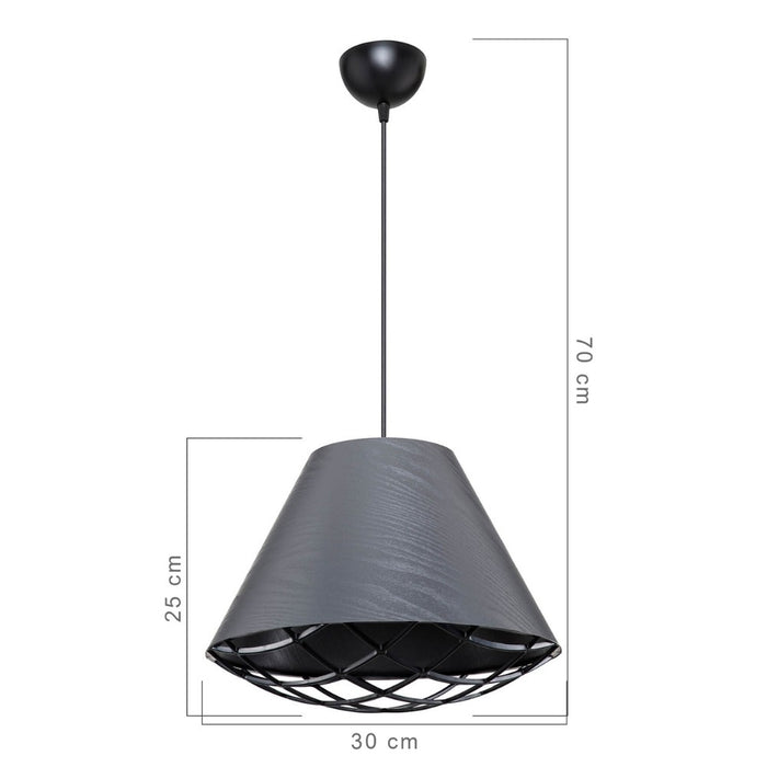 Lampada da soffitto Ayda ASZ1560 con paralume in tessuto antracite H70xL30