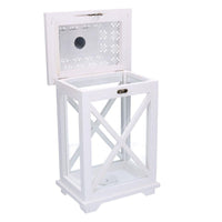 Lanterna legno metallo bianco rettangolare cm23x17h45