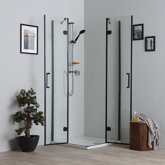 Box doccia nero opaco 70x70 con ante battenti