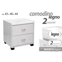 Comodino cameretta bianco cm 43 x 40 x 44 h due cassetti